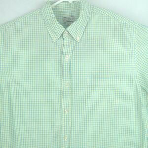 J.Crew Men's Large Long Sleeve Button Down Shirt White Yellow Blue Plaid Cotton